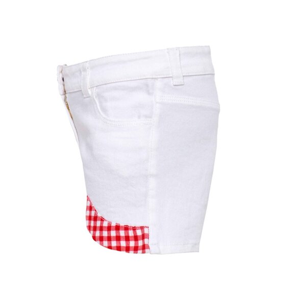 Gingham Girls Shorts Outfit in White and Red - Picture 7 of 8